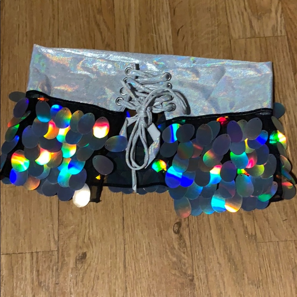 Iridescent Sequin Mini Skirt